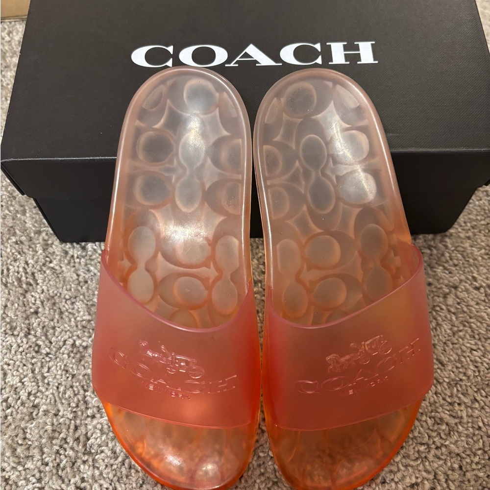 Coach Orange Slide Sandals